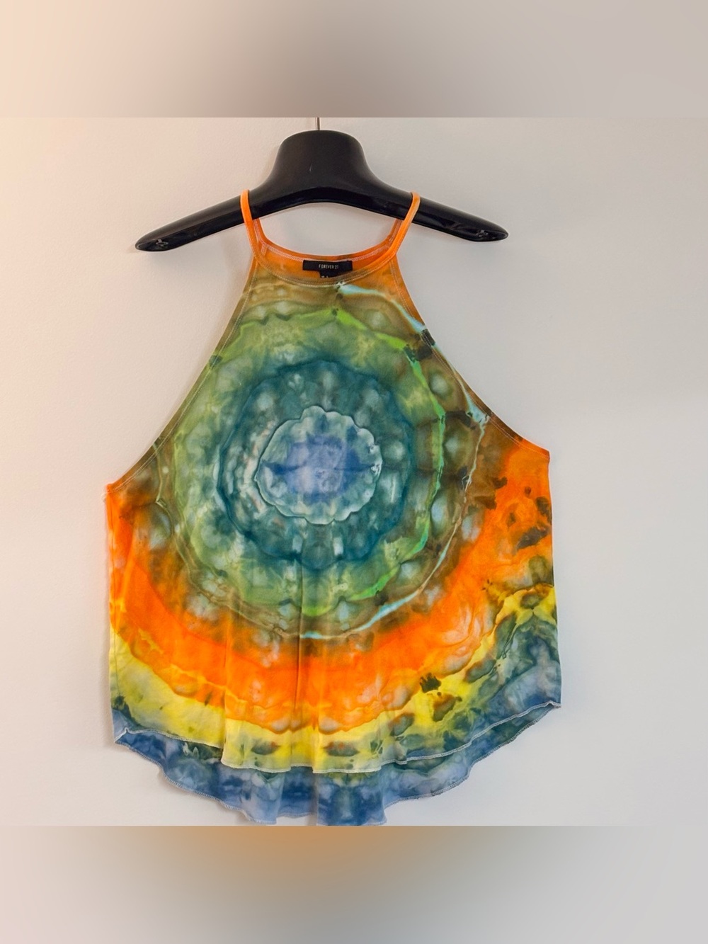 Forever 21 Tie Dye Tank Top, Flowy, Boho, Halter Neck, Geode Style Print - SZ LG